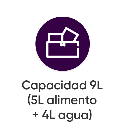 Capacidad 9L (5L alimento + 4L agua)